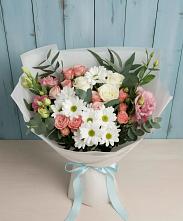 Букет цветов из:  Розы, Лизиантусы и Хризантемы в Столбовой