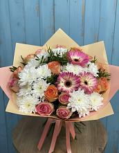 Букет цветов из:  Розы, Герберы и Хризантемы в Столбовой