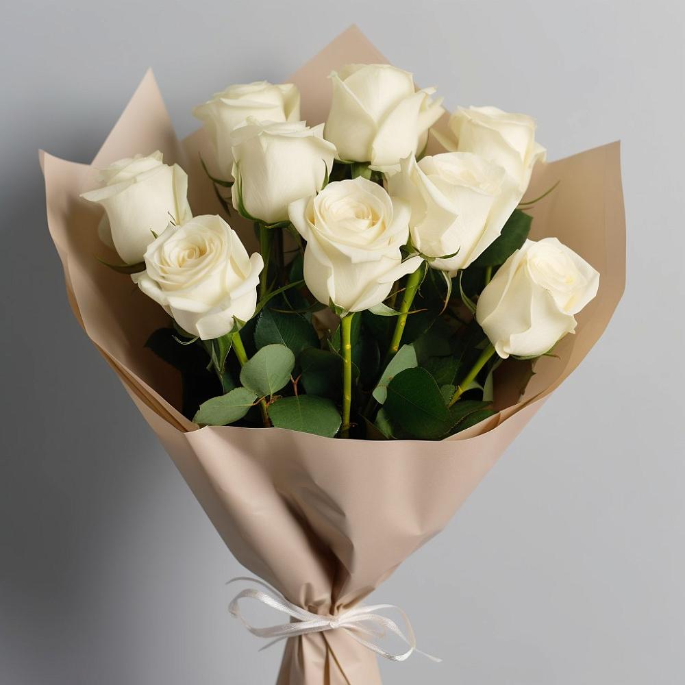 Букет 9 Белых роз Эдлесс Лав в Столбовой