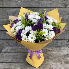 Букет цветов из:  Ирисы, Хризантемы и Ромашки в Столбовой