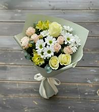 Букет цветов из:  Альстромерии, Розы и Хризантемы в Столбовой